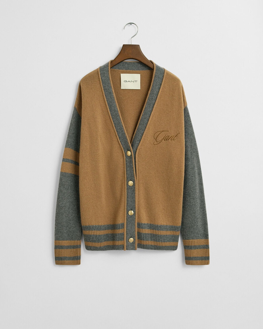 kardigan varsity vneck - whiskey brown