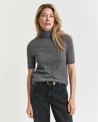 krótki golf z kaszmiru w kolorze grafitowym