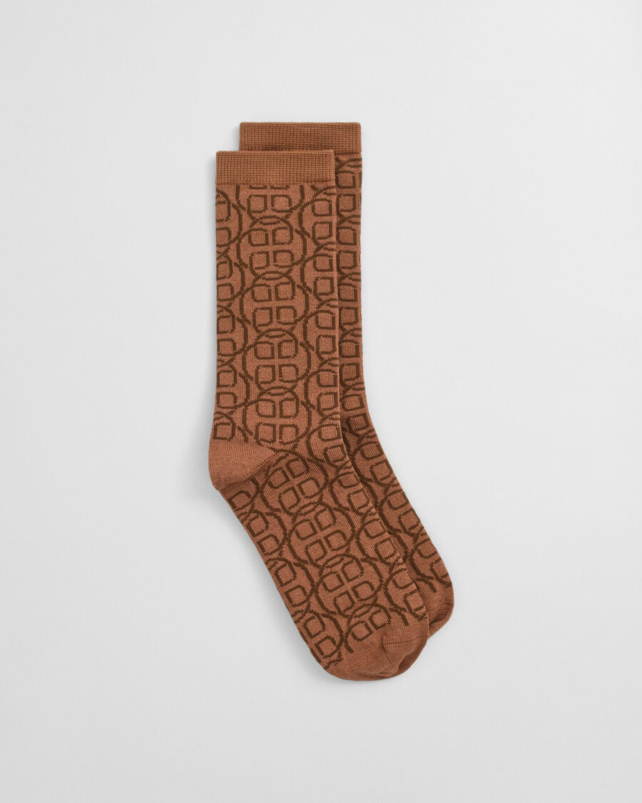 skarpetki z monogramem - whiskey brown