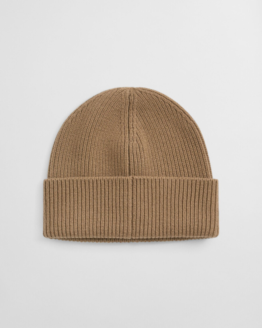 prążkowana wełniana czapka beanie - ciepła khaki