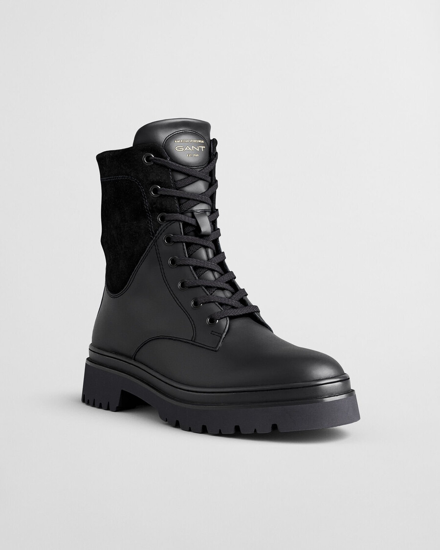 skórzane buty sznurowane aligrey – czarne