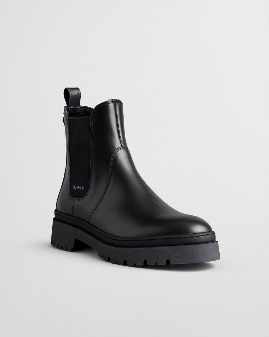 botki chelsea aligrey leather – czarne