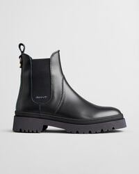 botki chelsea aligrey leather – czarne